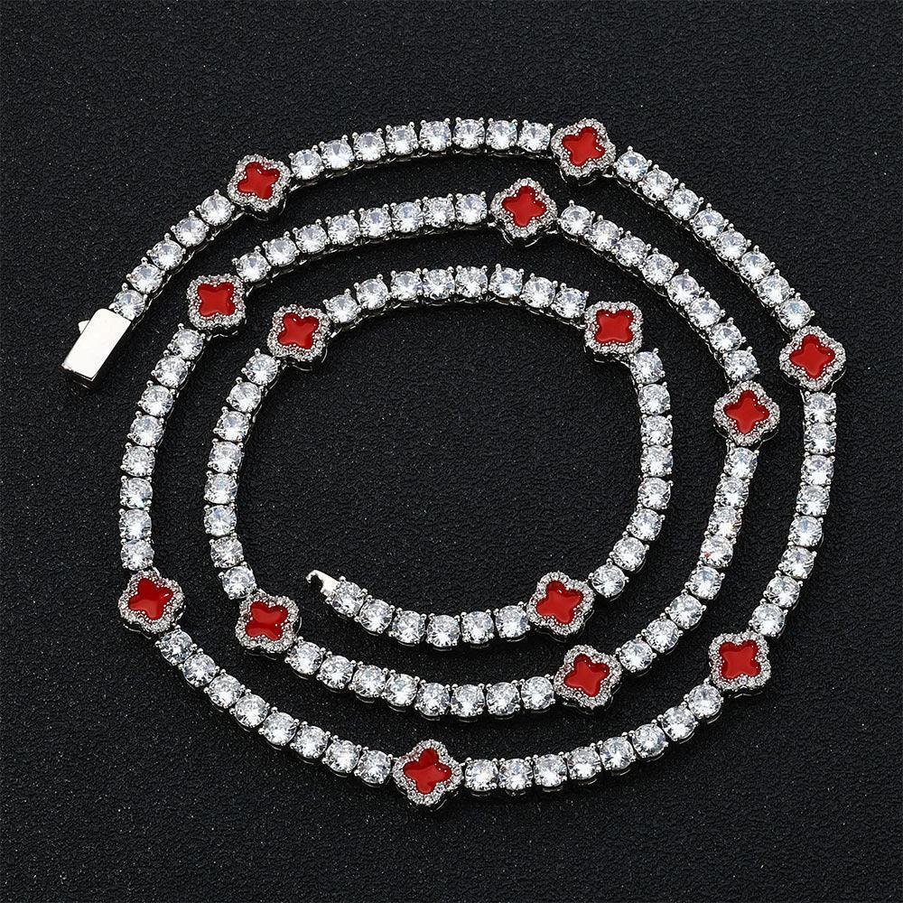 4mm Clover-Shaped Tennis Chain Necklace with Zircon Hip Hop Jewelry for Men | Caratix Jewelry - CaratixJewelry